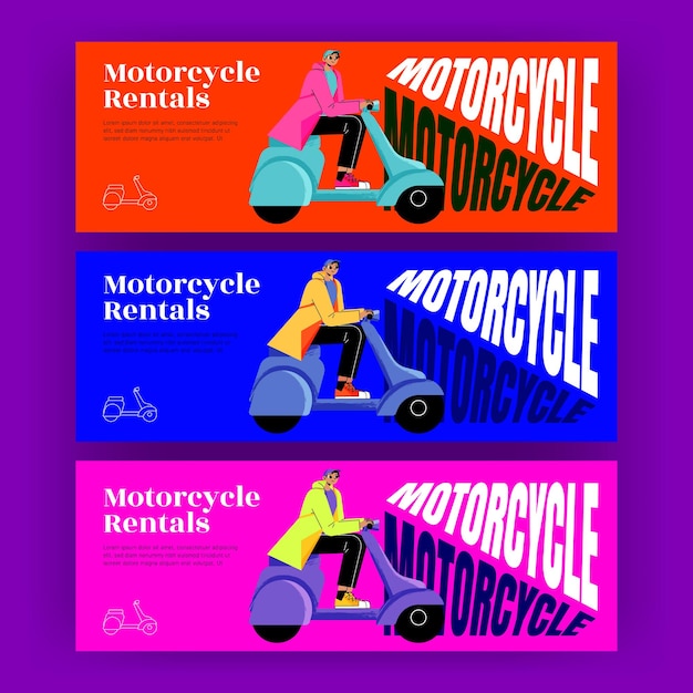 Affiche De Location De Motos Avec Homme En Scooter