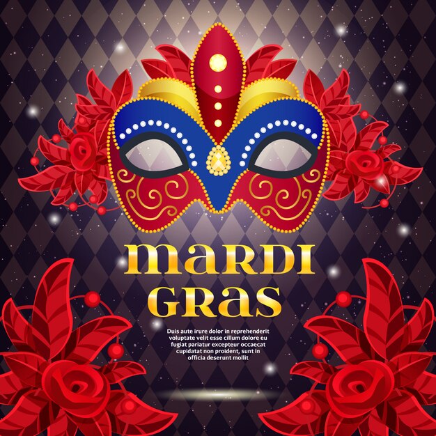 Affiche lumineuse de partie de mardi gras