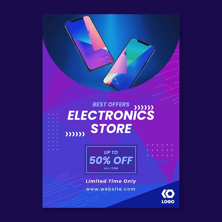 Vecteur gratuit affiche de magasin d'électronique dessinée à la main