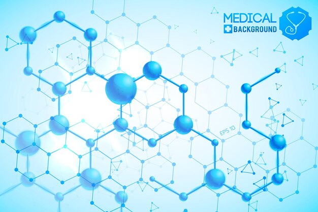 Affiche médicale avec structure atomique et moléculaire chimique originale orange