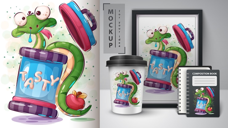 Vecteur gratuit affiche et merchandising crazy snake
