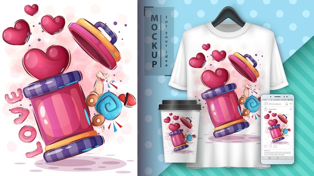 Vecteur gratuit affiche et merchandising love snail