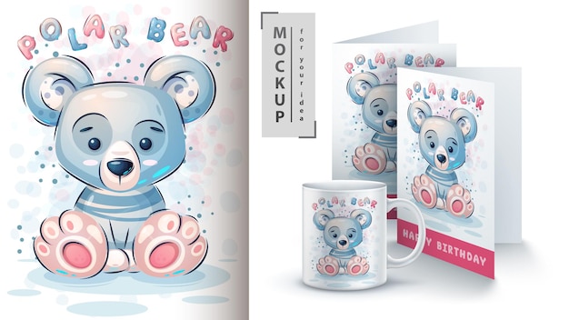 Affiche et merchandising mignon ours polaire