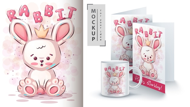 Vecteur gratuit affiche et merchandising teddy rabbit