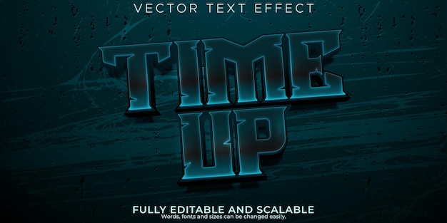 Vecteur gratuit affiche modifiable d'effet de texte time up et style de texte effrayant