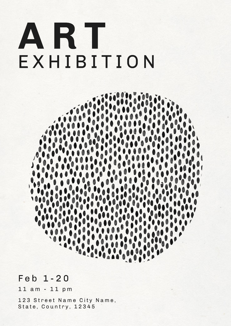 Vecteur gratuit affiche avec motif de pinceau à encre pour exposition d'art