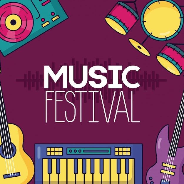 Vecteur gratuit affiche de musique du festival