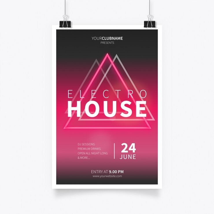 Vecteur gratuit affiche de musique d&#39;electro house