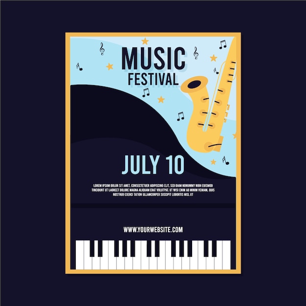 Vecteur gratuit affiche de musique avec illustration