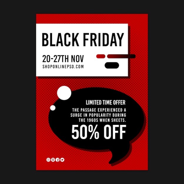 Vecteur gratuit affiche de l'offre à durée limitée black friday