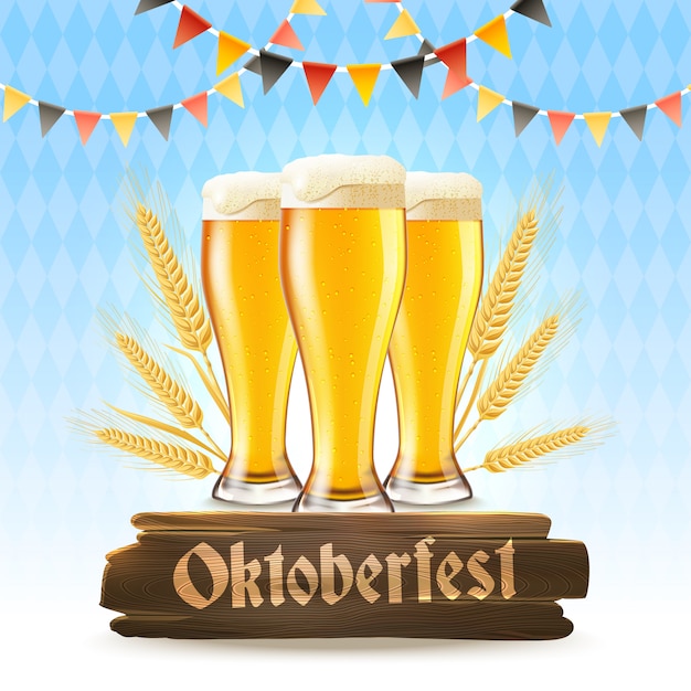 Vecteur gratuit affiche d'oktoberfest réaliste