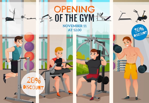 Vecteur gratuit affiche d'ouverture de gymnase