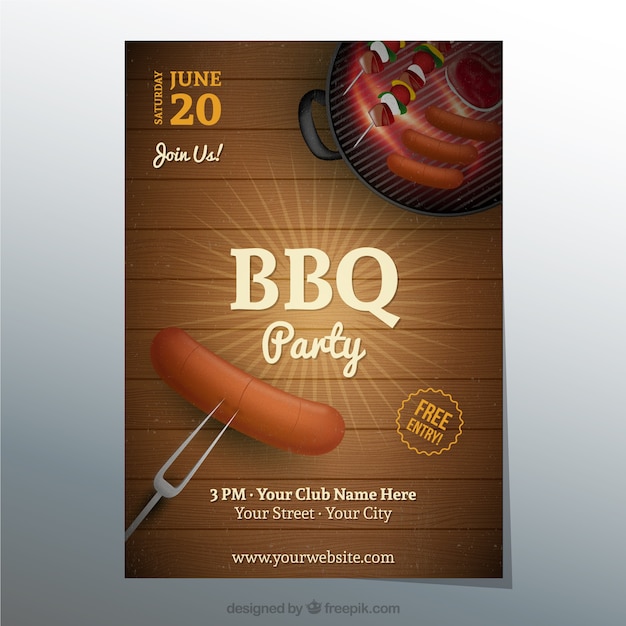 Vecteur gratuit affiche de partie de bbq