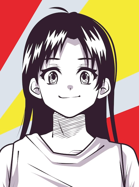 Vecteur gratuit affiche de personnage anime fille souriante