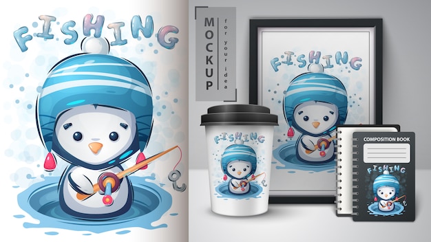 Affiche De Pingouin D'hiver Et Merchandising