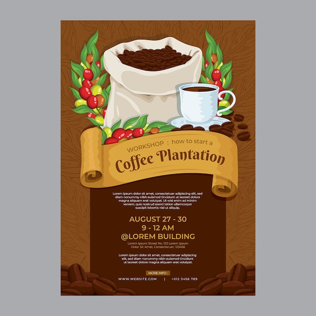 Vecteur gratuit affiche de plantation de café dessinée à la main