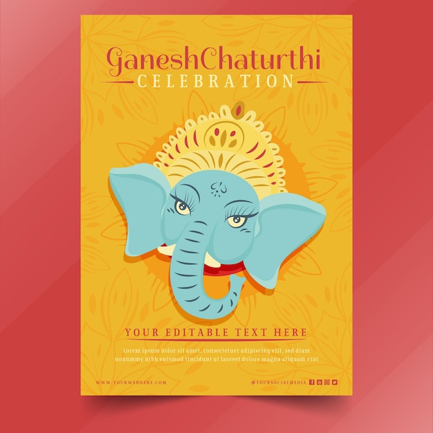 Vecteur gratuit affiche plate ganesh chaturthi