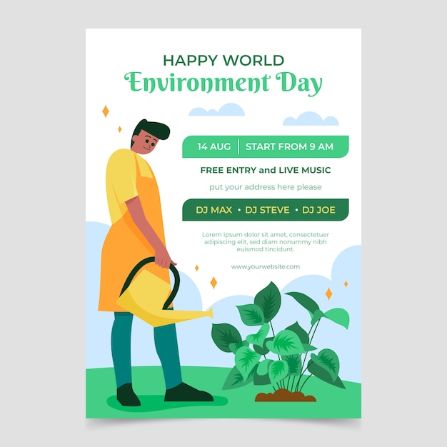 Vecteur gratuit affiche plate de la journée mondiale de l'environnement