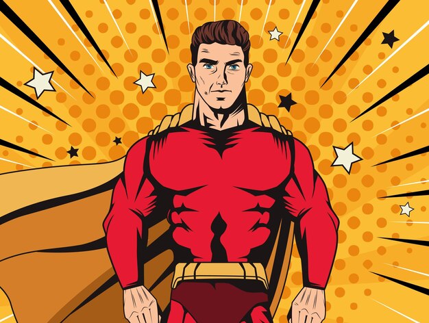 Affiche pop art super-héros rouge