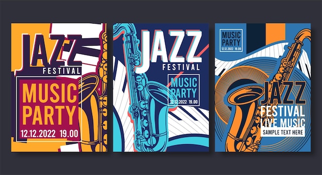 Vecteur gratuit affiche pour jazz creative dépliant de bannière moderne pour les concerts de musique et les festivals illustration vectorielle