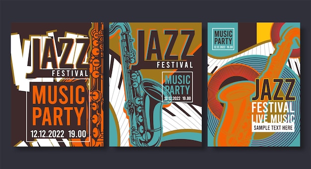 Affiche Pour Jazz Creative Dépliant De Bannière Moderne Pour Les Concerts De Musique Et Les Festivals Illustration Vectorielle