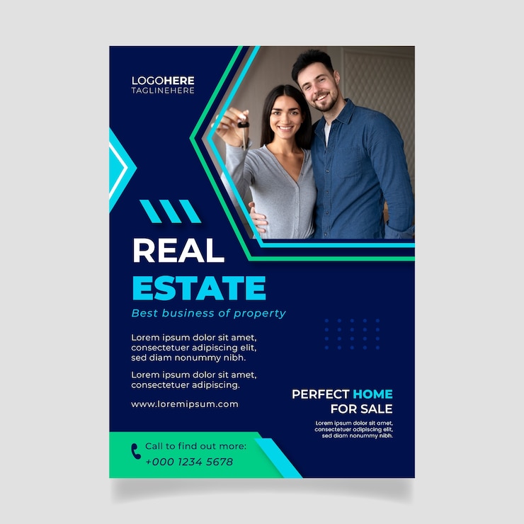 Vecteur gratuit affiche de projet immobilier design plat