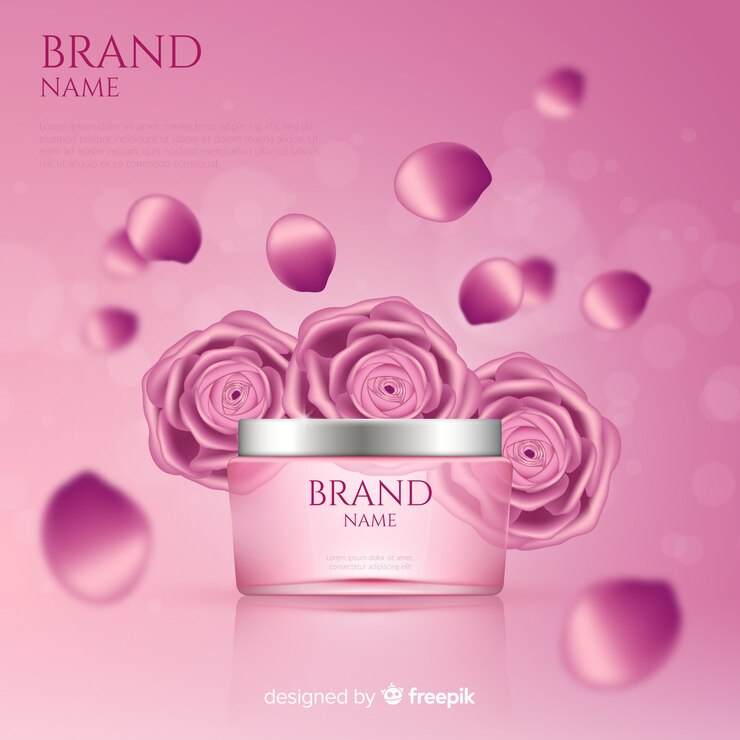 Vecteur gratuit affiche publicitaire cosmétique rose réaliste