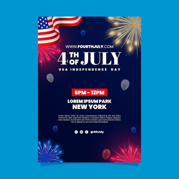 Vecteur gratuit affiche réaliste du 4 juillet