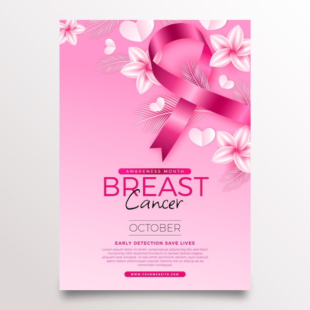 Vecteur gratuit affiche réaliste du mois de sensibilisation au cancer du sein