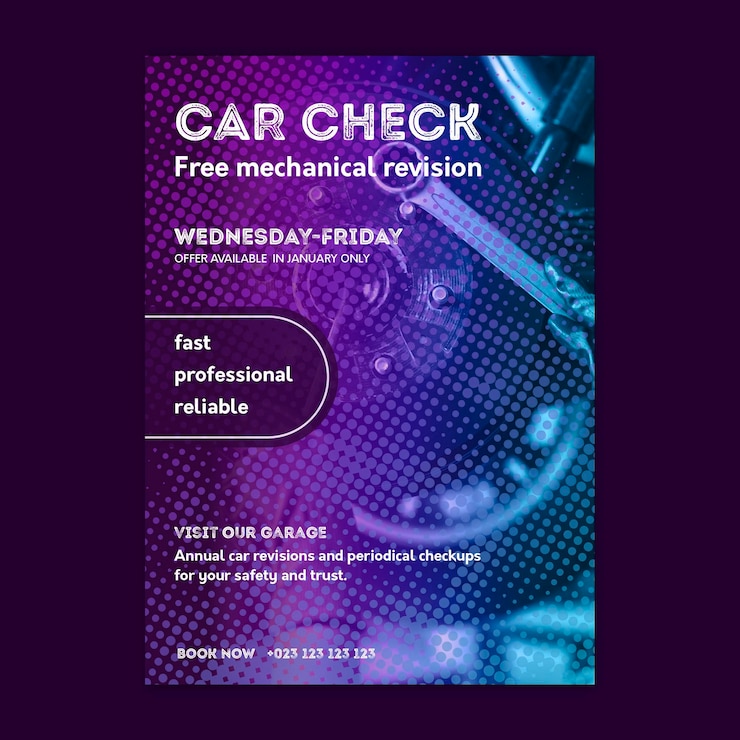Vecteur gratuit affiche de réparation de voiture de mécanicien