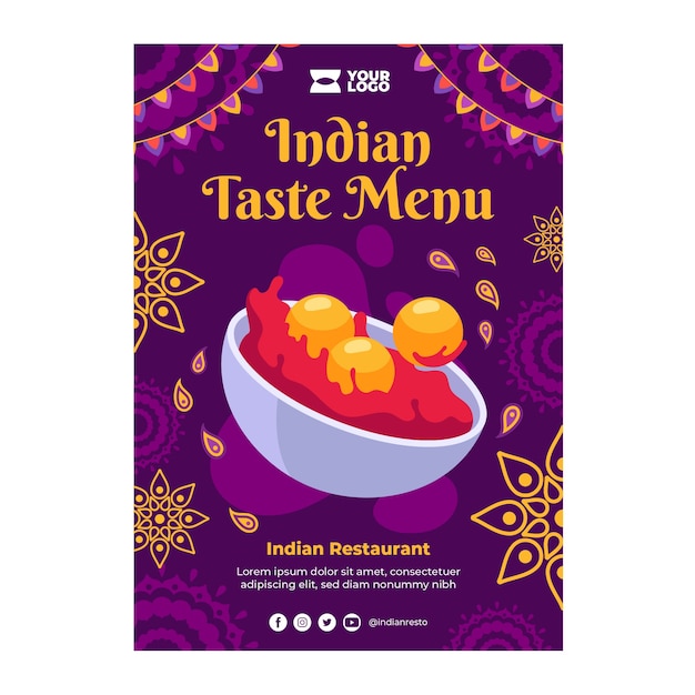 Vecteur gratuit affiche de restaurant indien dessiné à la main