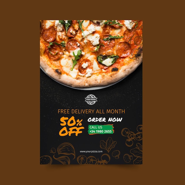 Vecteur gratuit affiche de restaurant de pizza
