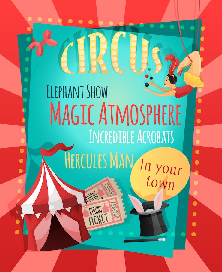 Vecteur gratuit affiche rétro cirque
