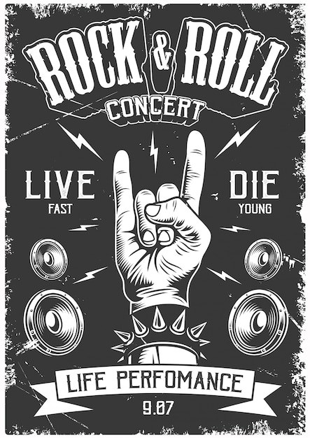 Vecteur gratuit affiche rock and roll