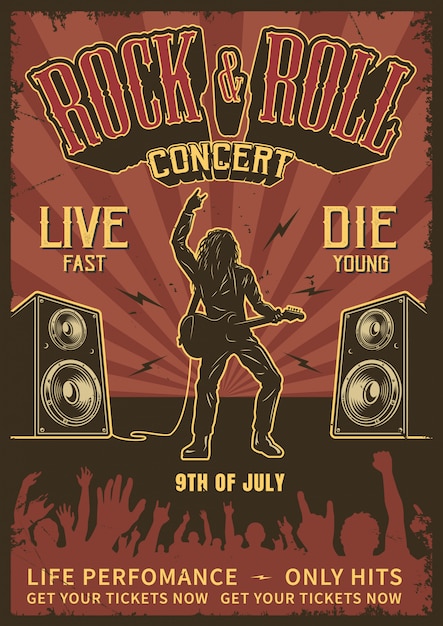 Vecteur gratuit affiche rock and roll