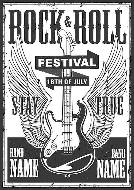 Vecteur gratuit affiche rock and roll