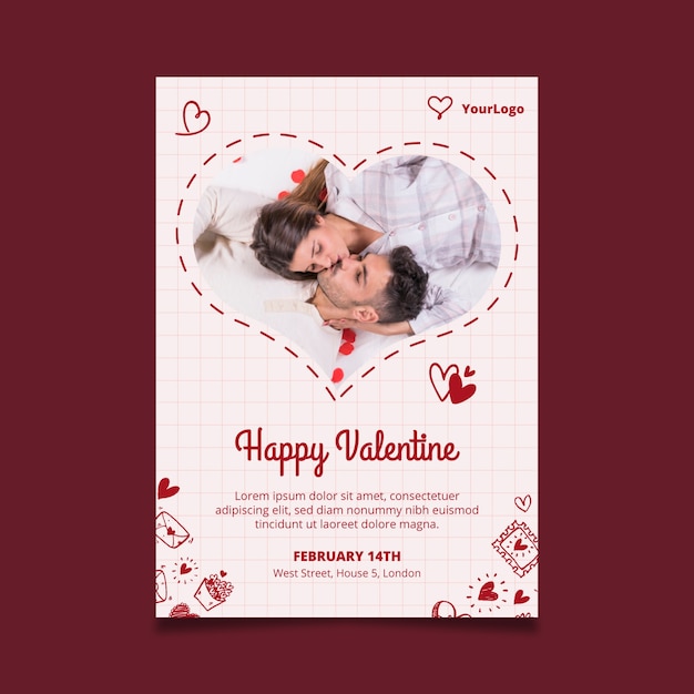 Vecteur gratuit affiche de la saint-valentin a4