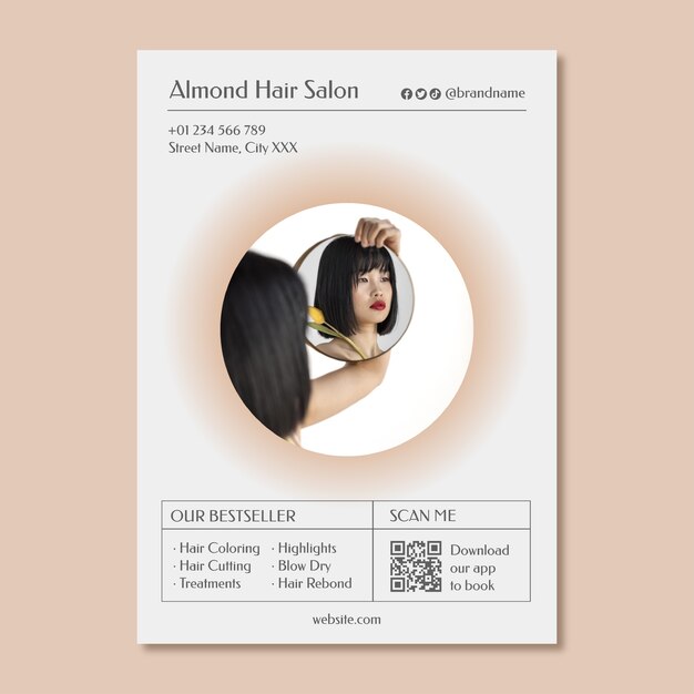 Affiche de salon de coiffure en amande dégradée