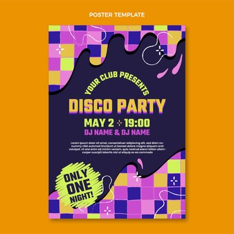 Affiche de soirée disco abstraite dessinée à la main