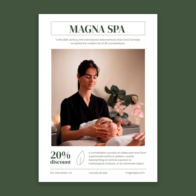 Vecteur gratuit affiche de spa magna minimaliste