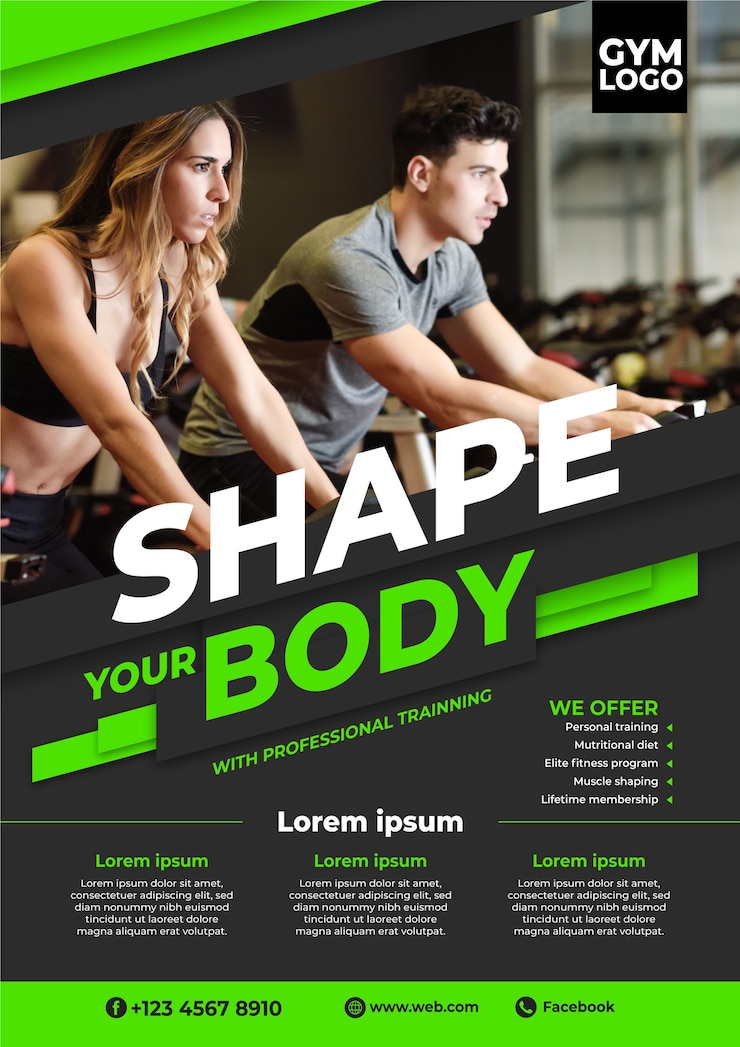 Vecteur gratuit affiche de sport avec photo de personnes travaillant