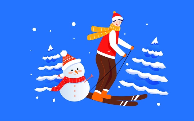 Affiche de sports d'illustration de ski d'hiver des jeux olympiques d'hiver