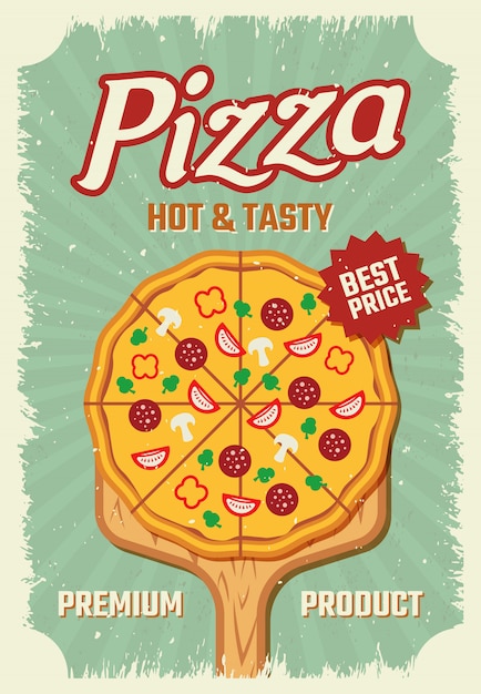 Vecteur gratuit affiche de style rétro de pizza