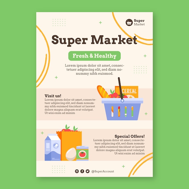 Vecteur gratuit affiche de supermarché dessinée à la main