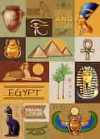 Vecteur gratuit affiche des symboles de l'égypte