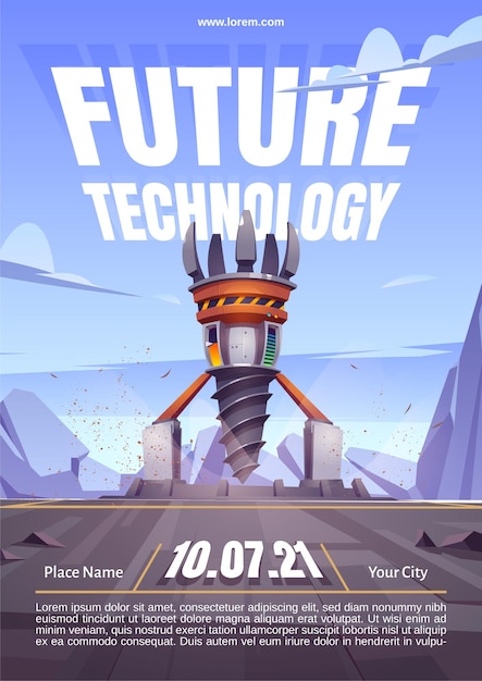 Affiche De La Technologie Future Avec Plate-forme De Forage