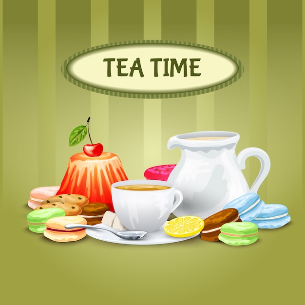 Vecteur gratuit affiche de temps de thé