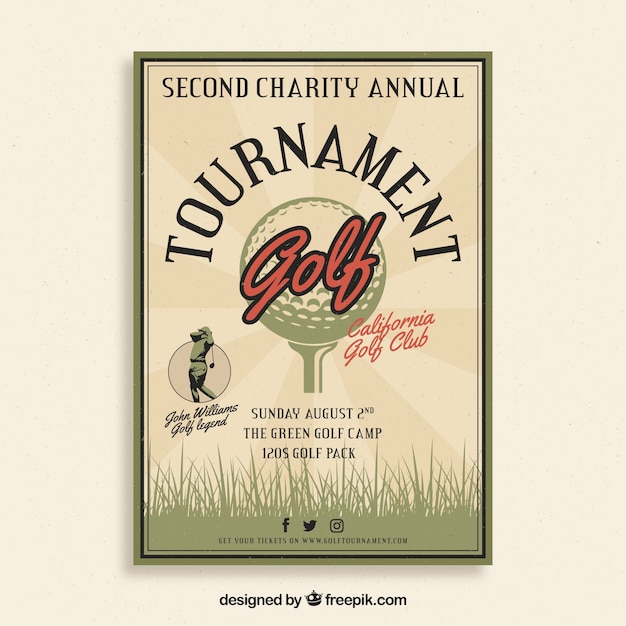 Vecteur gratuit affiche de tournoi de golf vintage