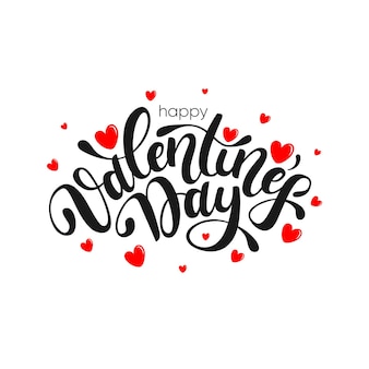 Affiche de typographie happy valentines day. lettrage manuscrit isolé sur fond blanc. illustration vectorielle eps10.