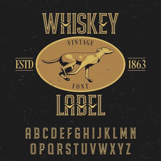 Affiche De Typographie Vintage De Whisky Avec Animal Au Centre Et Décoration Sur Illustration Noire